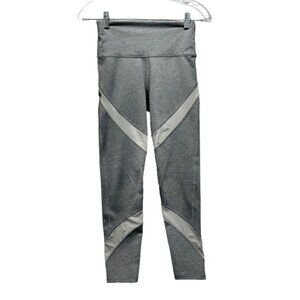 Aerie Gray/White Leggings Size SP‎ Chill Play Move Mesh Cut-out